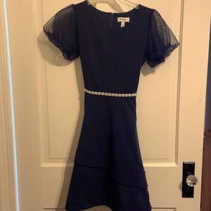 Formal Navy blues with crystal accents at waist